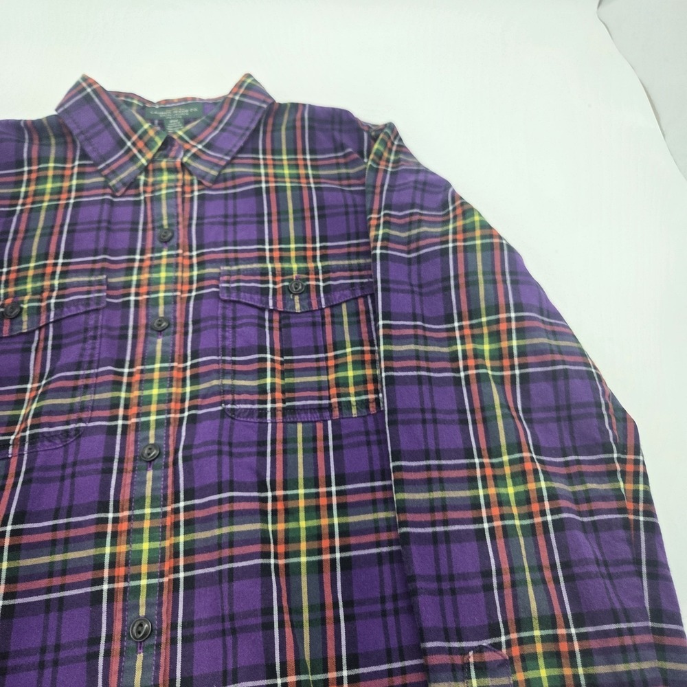 LRL Jeans Co Ralph Lauren Women PM Shirt-Cotton Purple Plaid Button Up Top - Picture 2 of 13